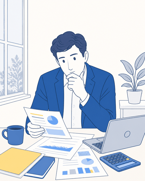 資金繰りの悩みを感じる経営者のイメージ